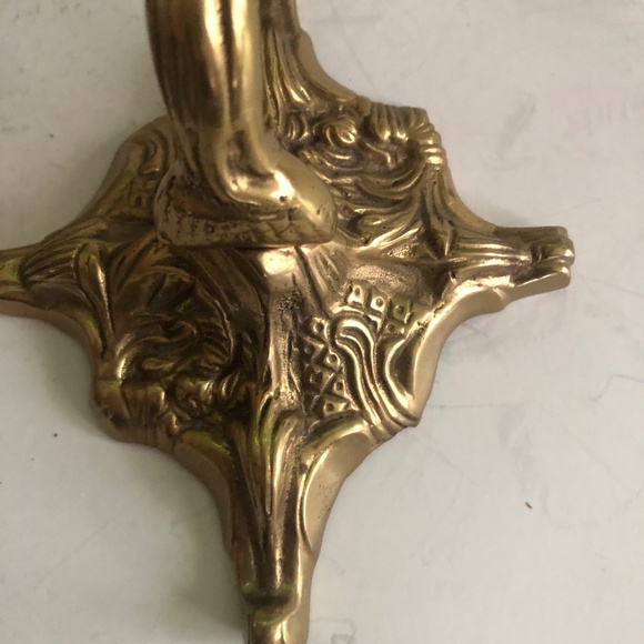 Vintage rocco style brass wall candlestick holders, possibly French -used - Picture 3 of 10